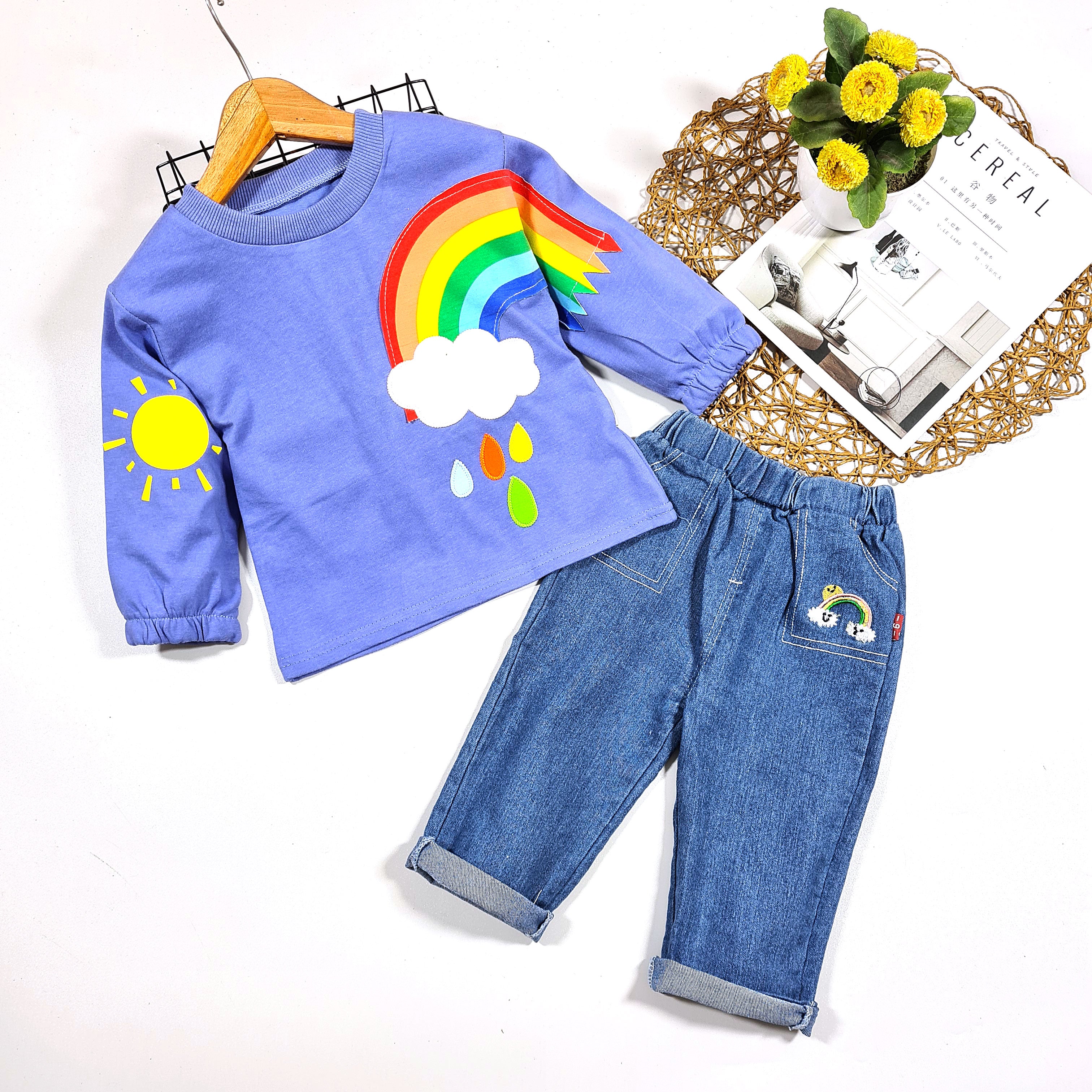 [001329] - Setelan Ootd Fashion Anak - Motif Rainbow