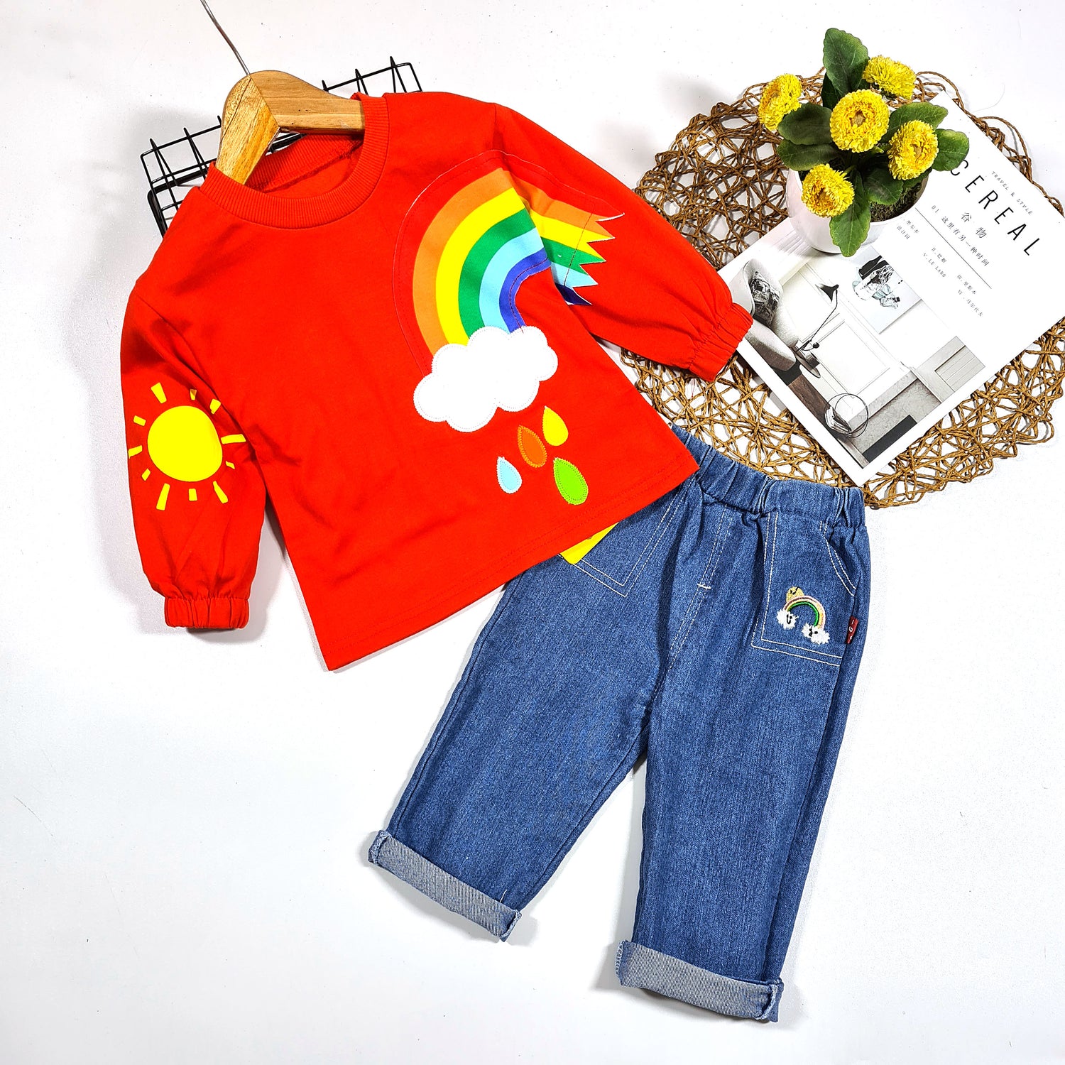 [001329] - Setelan Ootd Fashion Anak - Motif Rainbow