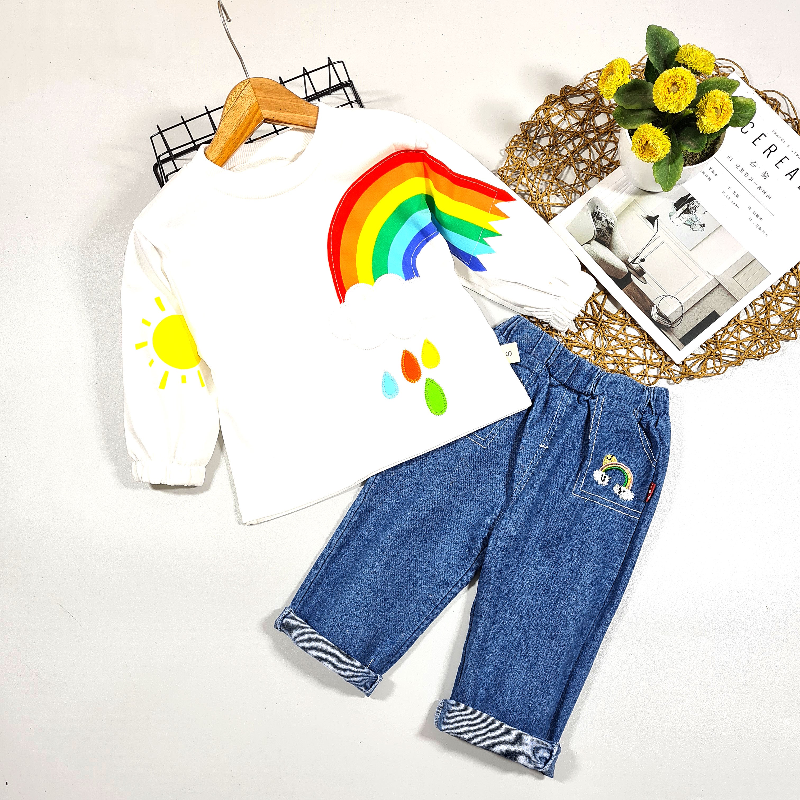 [001329] - Setelan Ootd Fashion Anak - Motif Rainbow