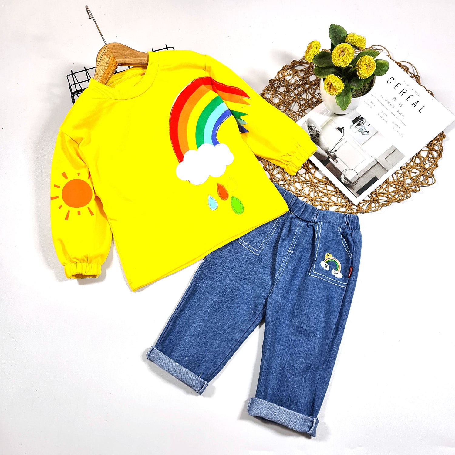 [001329] - Setelan Ootd Fashion Anak - Motif Rainbow