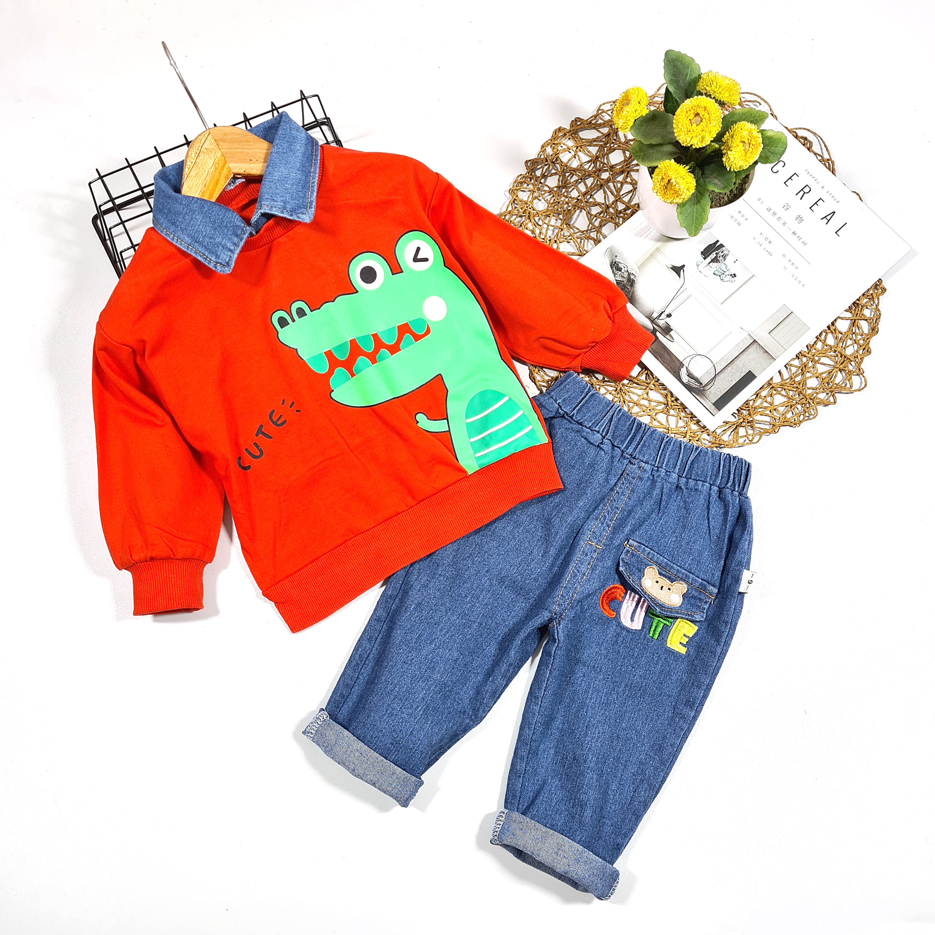 [001330] - Setelan Ootd Fashion Anak - Motif Crocodile