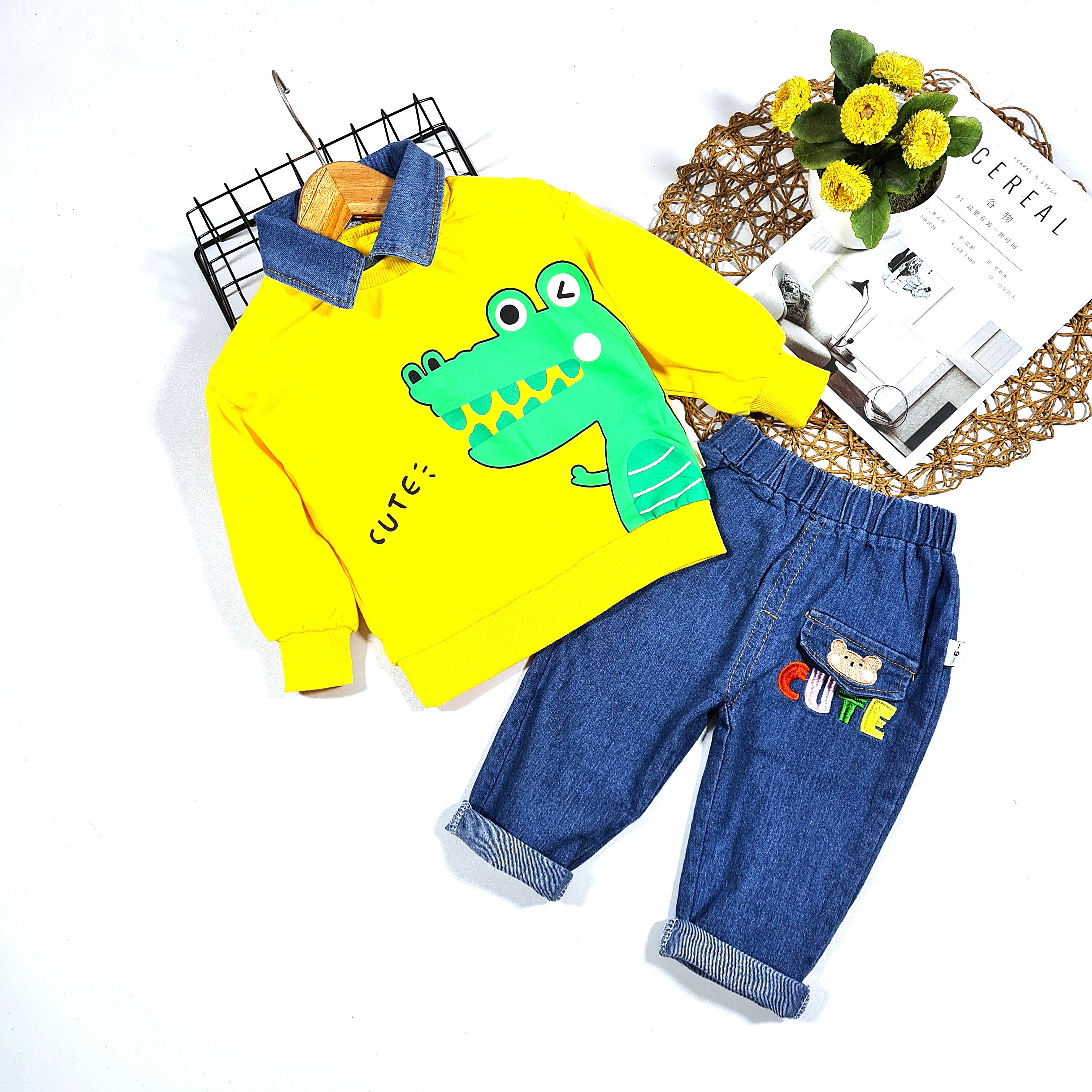 [001330] - Setelan Ootd Fashion Anak - Motif Crocodile