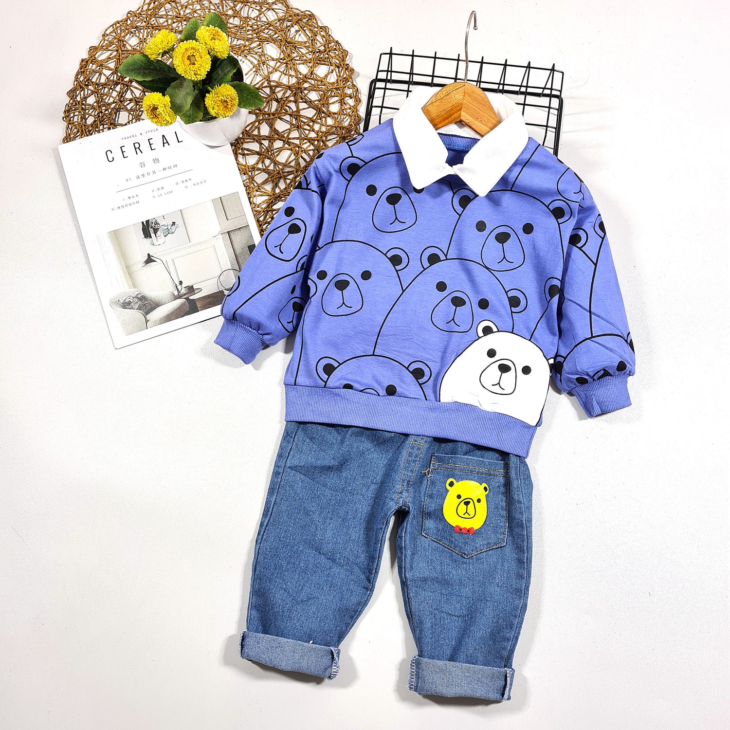 [001331] - Setelan Ootd Fashion Anak - Motif Cute Bear