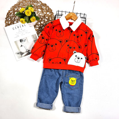 [001331] - Setelan Ootd Fashion Anak - Motif Cute Bear