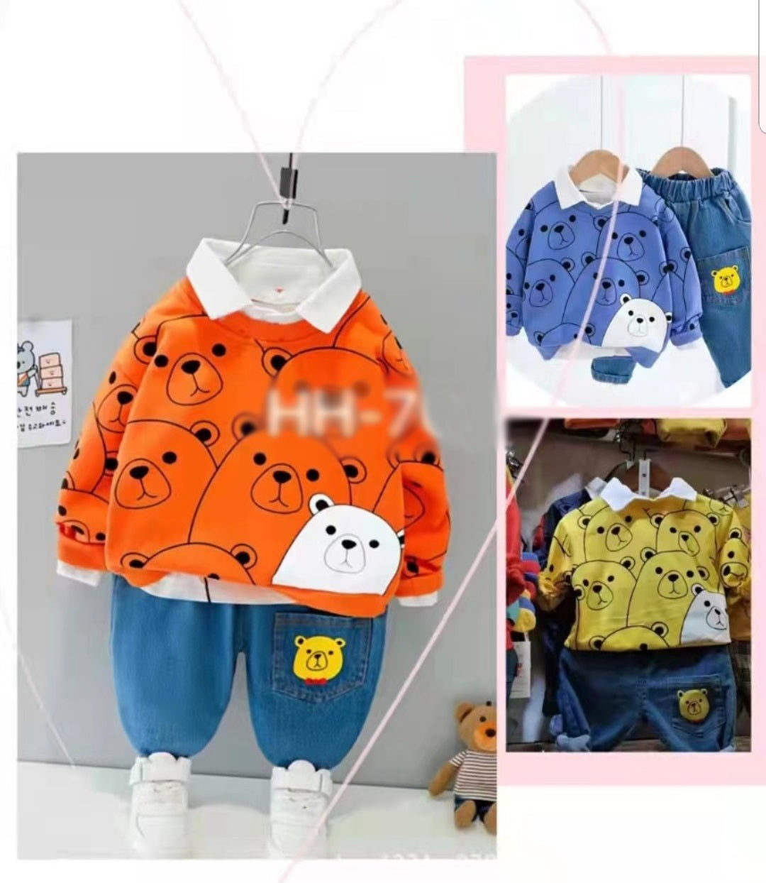 [001331] - Setelan Ootd Fashion Anak - Motif Cute Bear