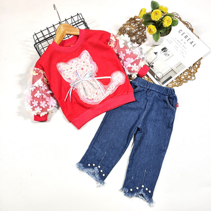 [001339] - Import Setelan Sweater Fashion Anak Perempuan - Motif Flower Bouquet