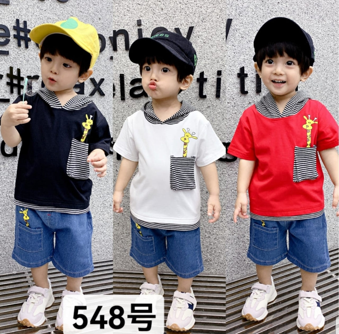 [001349] - Setelan Jalan Anak Kekinian - Motif Giraffe Pouch