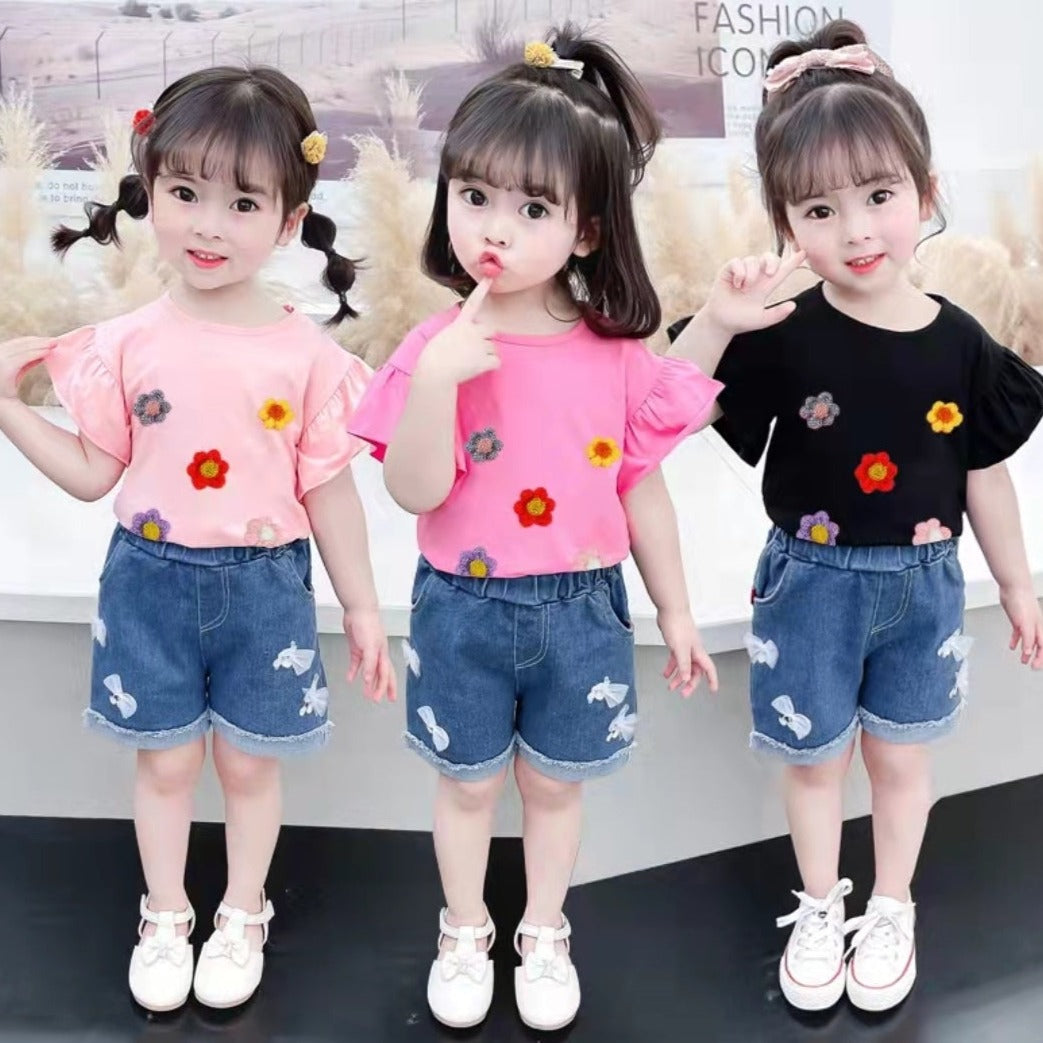 [001355] - Setelan Ootd Fashion Anak - Motif Color Flower