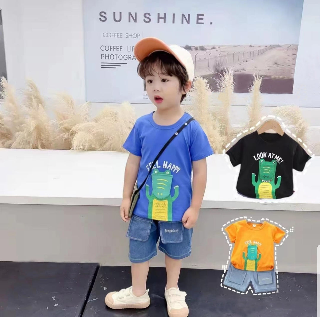 [001360] - Setelan Ootd Fashion Anak Import - Motif Feel Happy
