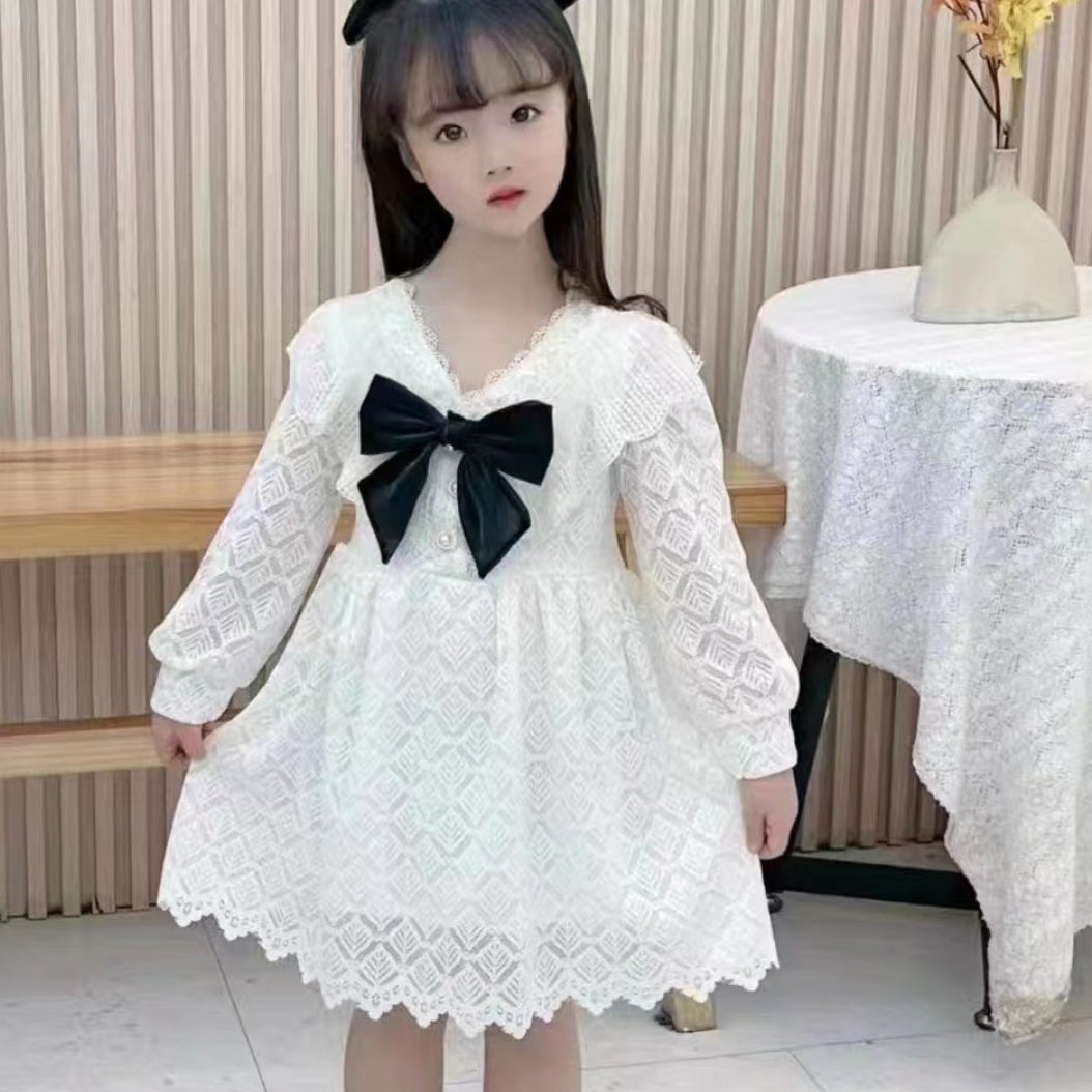[001365] - Dress Fashion Anak Import - Motif Lace Ribbon