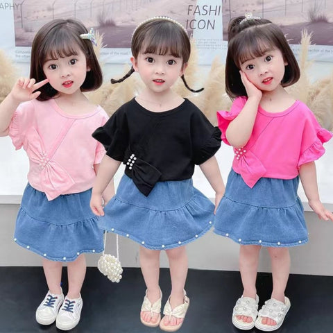 [001367] - Setelan Ootd Fashion Anak - Motif Pearl Ribbon