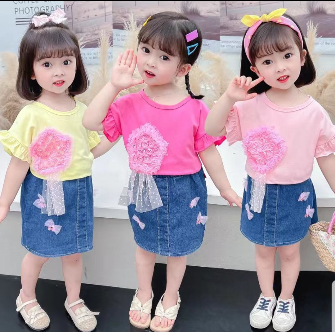 [001369] - Setelan Ootd Fashion Anak - Motif Flower Tail