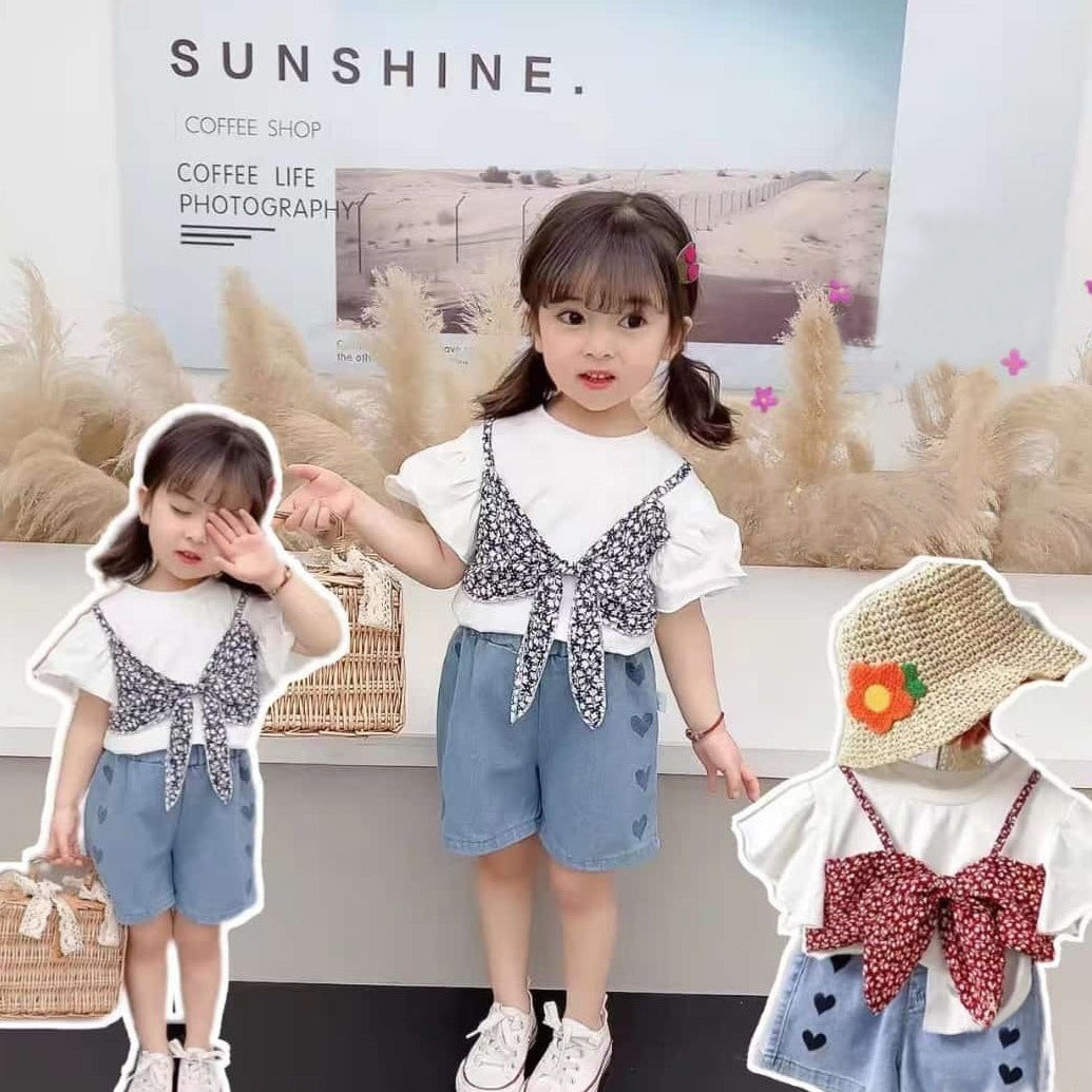 [001379] - Setelan Ootd Fashion Anak - Motif Cassava Leaves