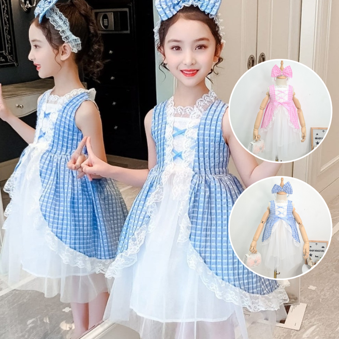 [001385] - Dress Kutung Tutu Formal Pesta Anak Perempuan - Motif Middle Cross