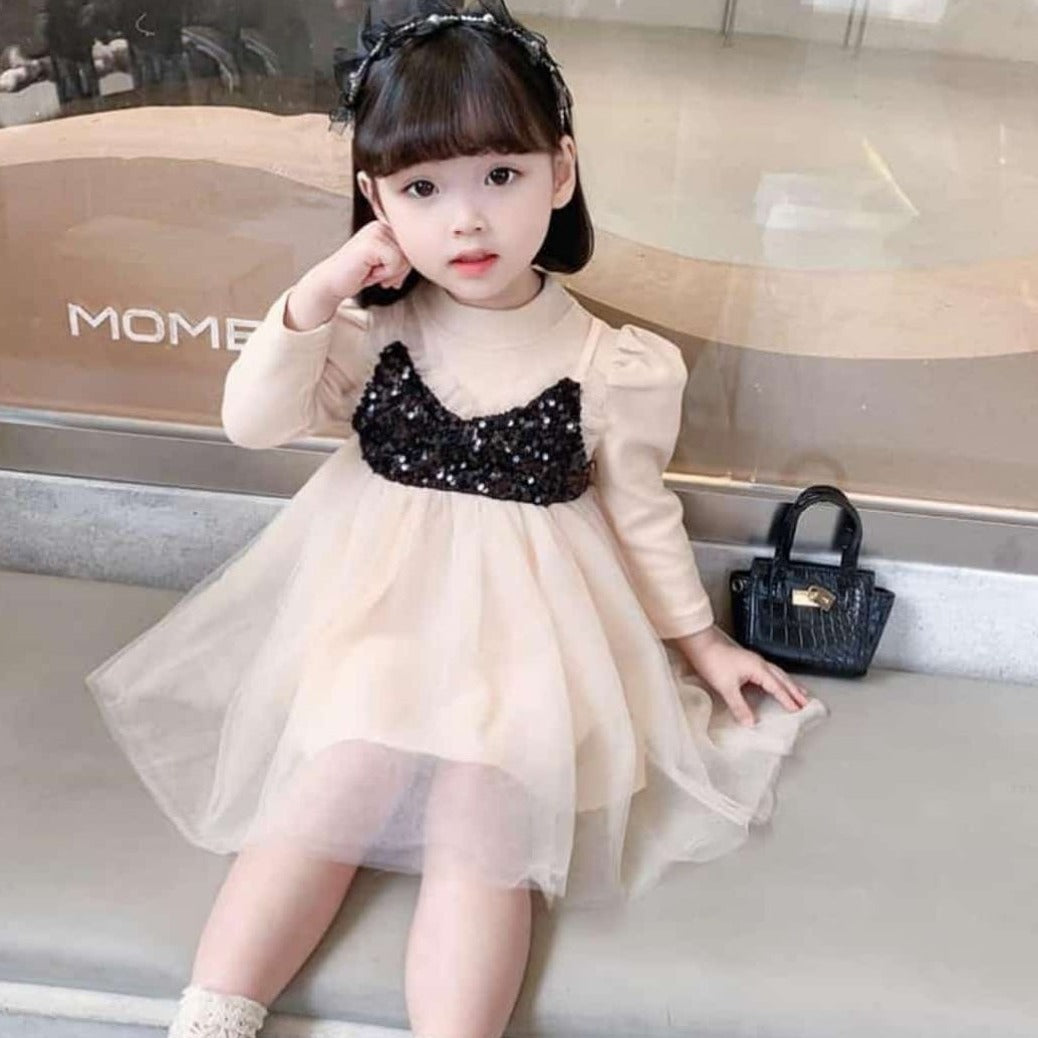 [001388] - Dress Gaun Tutu Lengan Panjang Anak Perempuan - Motif Night Crowd