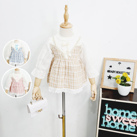 [001394] - Dress Lengan Panjang Anak Perempuan - Motif Plain Stripe