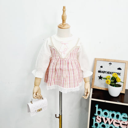 [001394] - Dress Lengan Panjang Anak Perempuan - Motif Plain Stripe