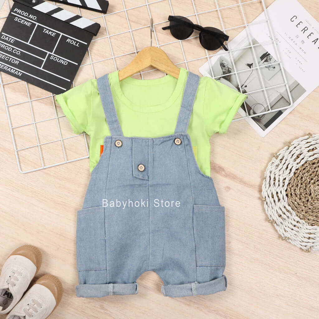 [001296] - Setelan Kaos Overall Anak - Motif Banana Time