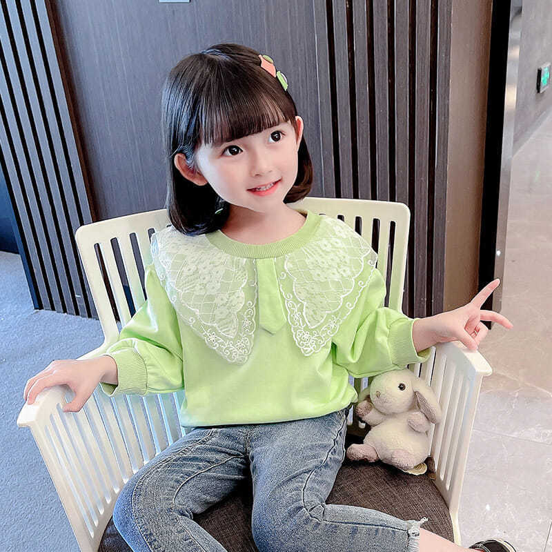 [001401] - Setelan Blouse Lengan Panjang Celana Panjang Jeans Anak Perempuan - Motif Neat Flower
