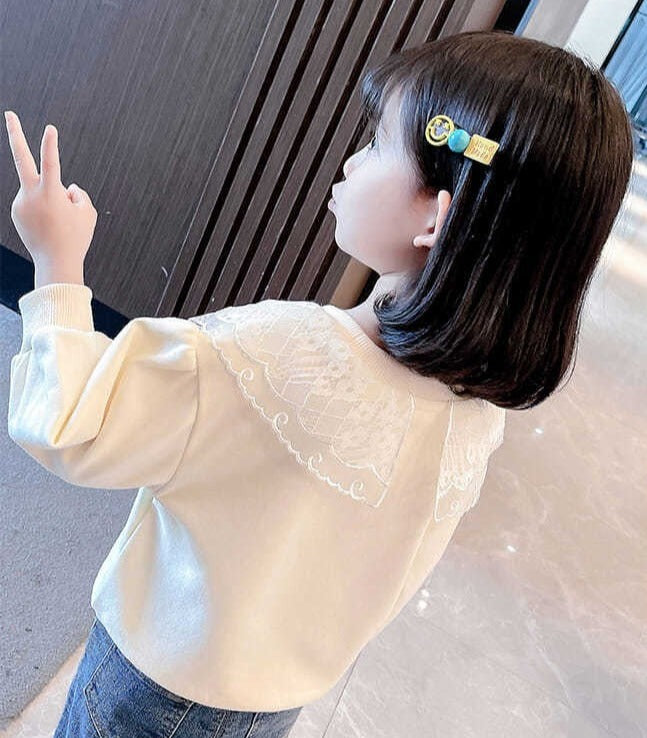 [001401] - Setelan Blouse Lengan Panjang Celana Panjang Jeans Anak Perempuan - Motif Neat Flower