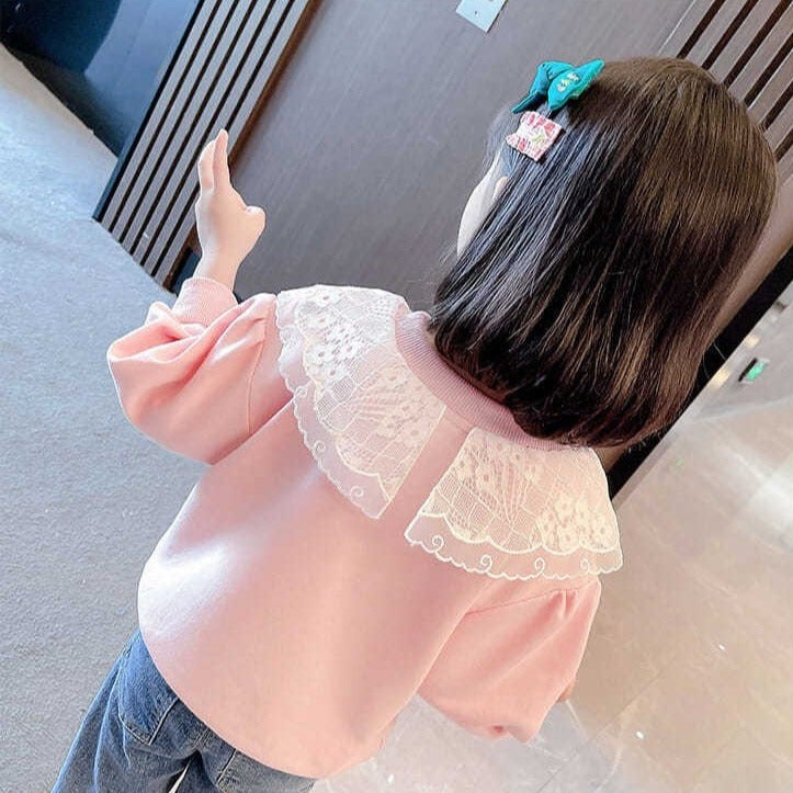 [001401] - Setelan Blouse Lengan Panjang Celana Panjang Jeans Anak Perempuan - Motif Neat Flower