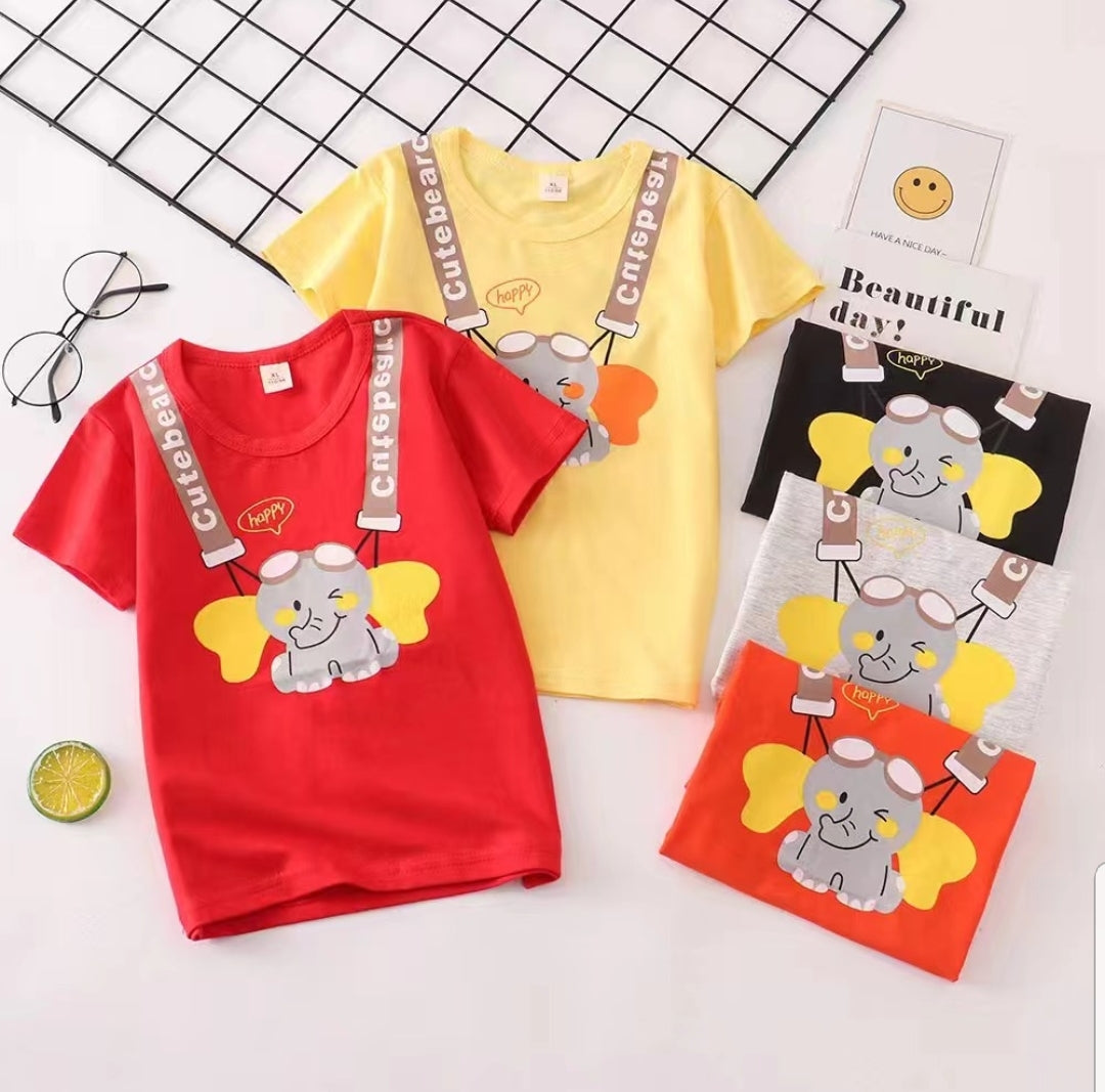 [001409] - Atasan Kaos Homewear Lengan Pendek Anak Laki-Laki - Motif Wink Elephant