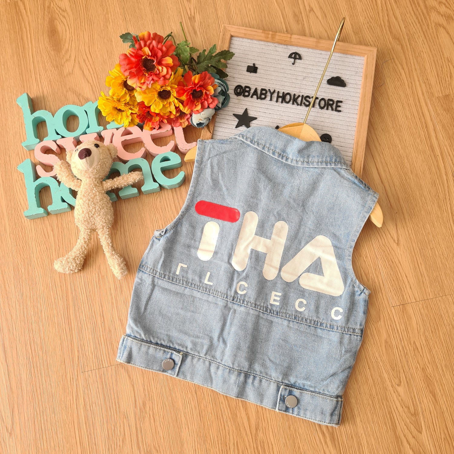 [001416] - Atasan Jaket Rompi Jeans Kutung Anak Laki-Laki - Motif Get Back