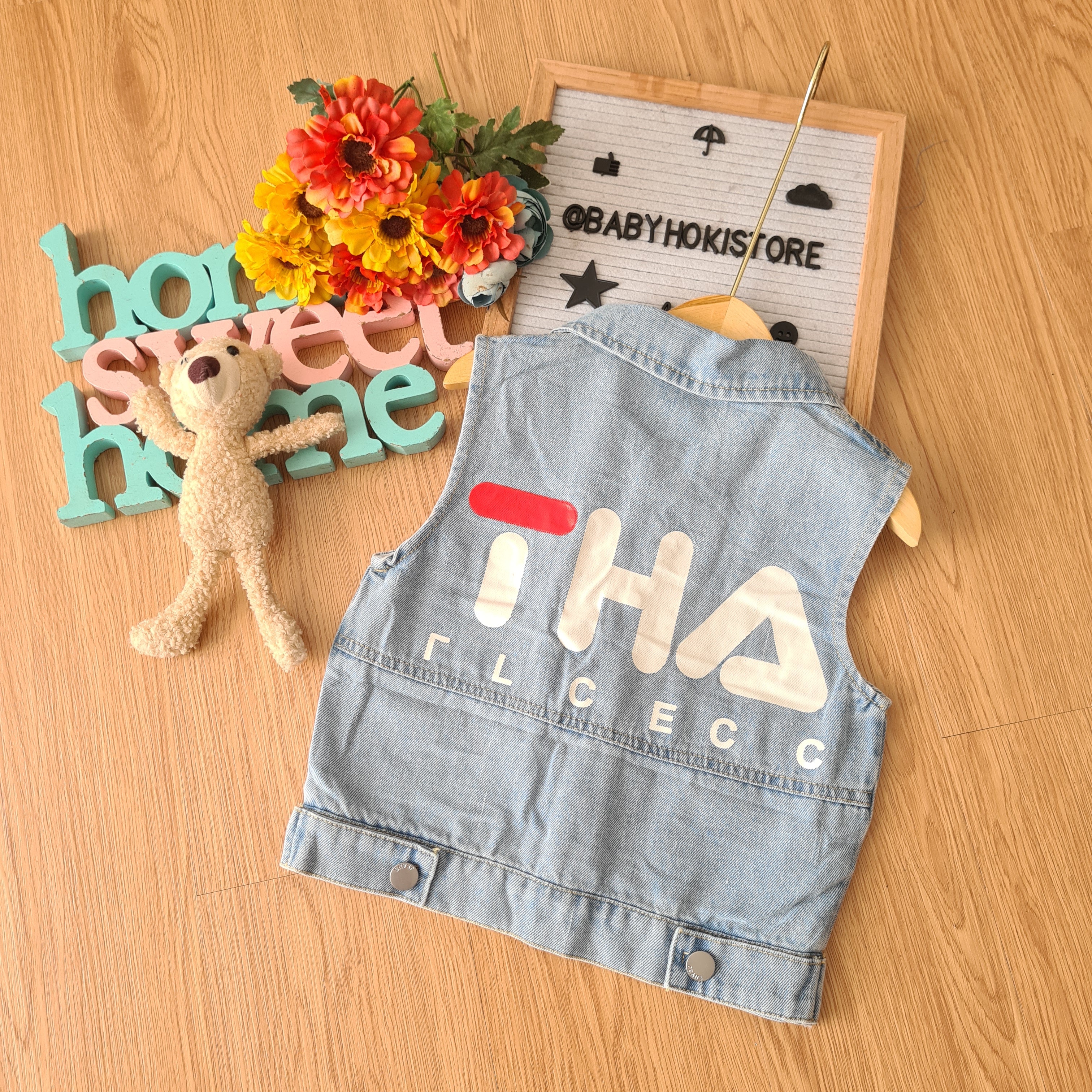 [001416] - Atasan Jaket Rompi Jeans Kutung Anak Laki-Laki - Motif Get Back