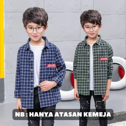 [001420] - Atasan Kemeja Kotak-Kotak Lengan Panjang Anak Cowok - Motif Cool Windowpane
