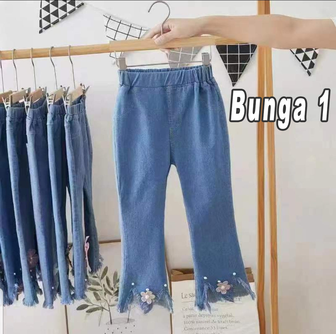 [001428] - BABYHOKI STORE Celana Panjang Jeans Cutbray Anak Perempuan Denim Pendek Anak Cewek