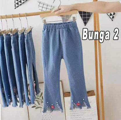 [001428] - BABYHOKI STORE Celana Panjang Jeans Cutbray Anak Perempuan Denim Pendek Anak Cewek