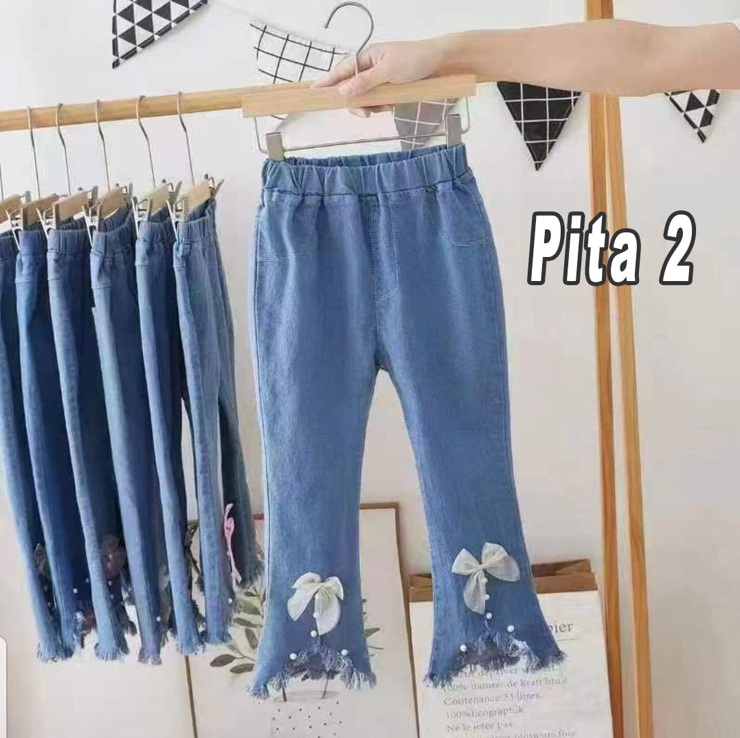 [001428] - BABYHOKI STORE Celana Panjang Jeans Cutbray Anak Perempuan Denim Pendek Anak Cewek