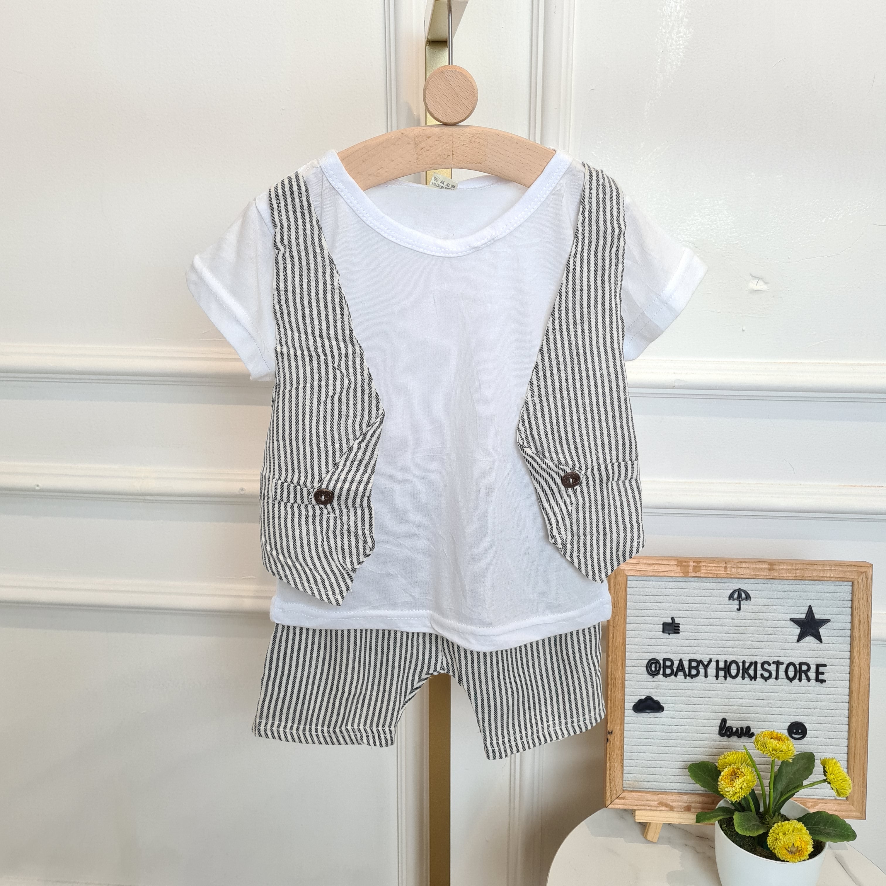 [001445] - Setelan Kaos Rompi Formal Anak Laki-Laki - Motif Button Open