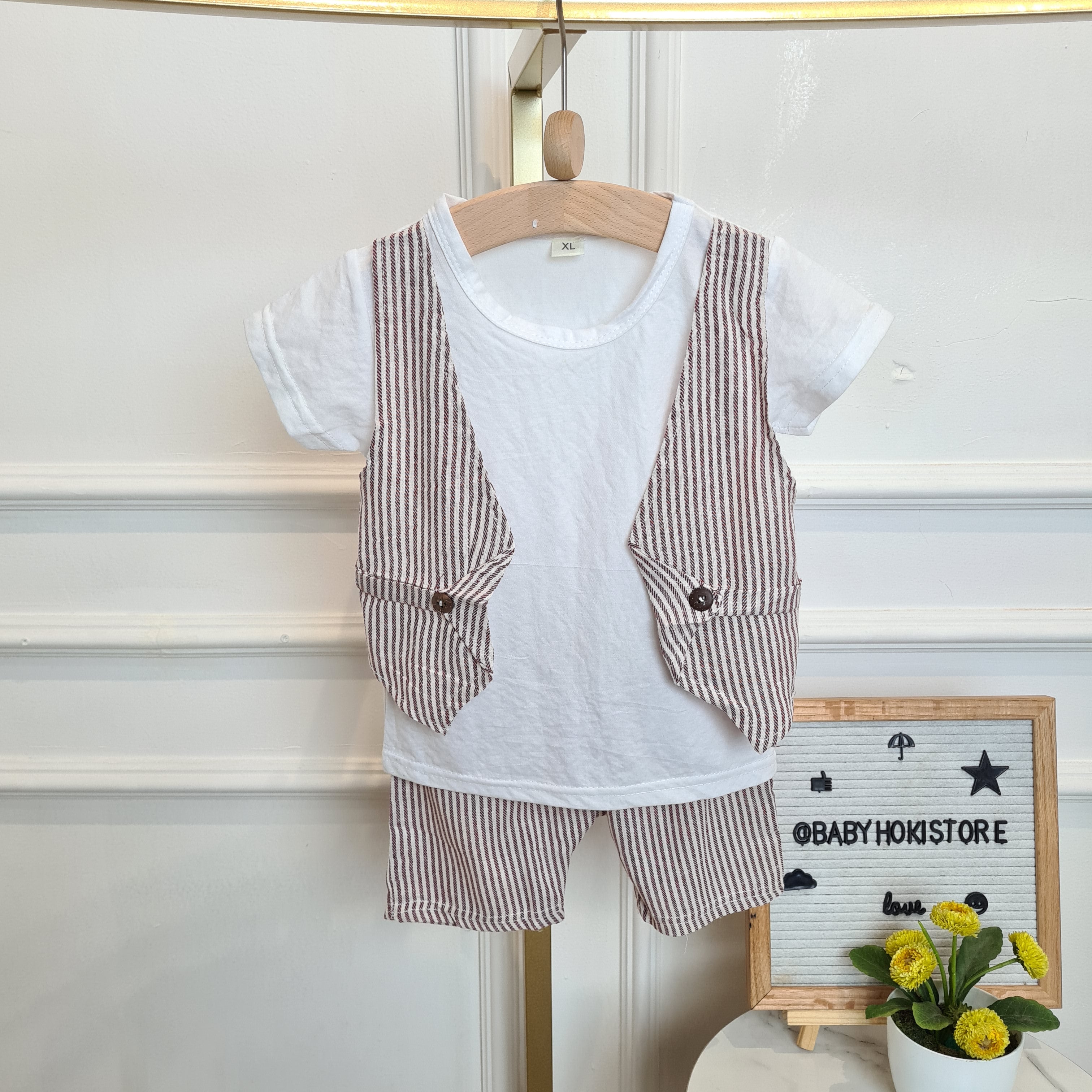 [001445] - Setelan Kaos Rompi Formal Anak Laki-Laki - Motif Button Open
