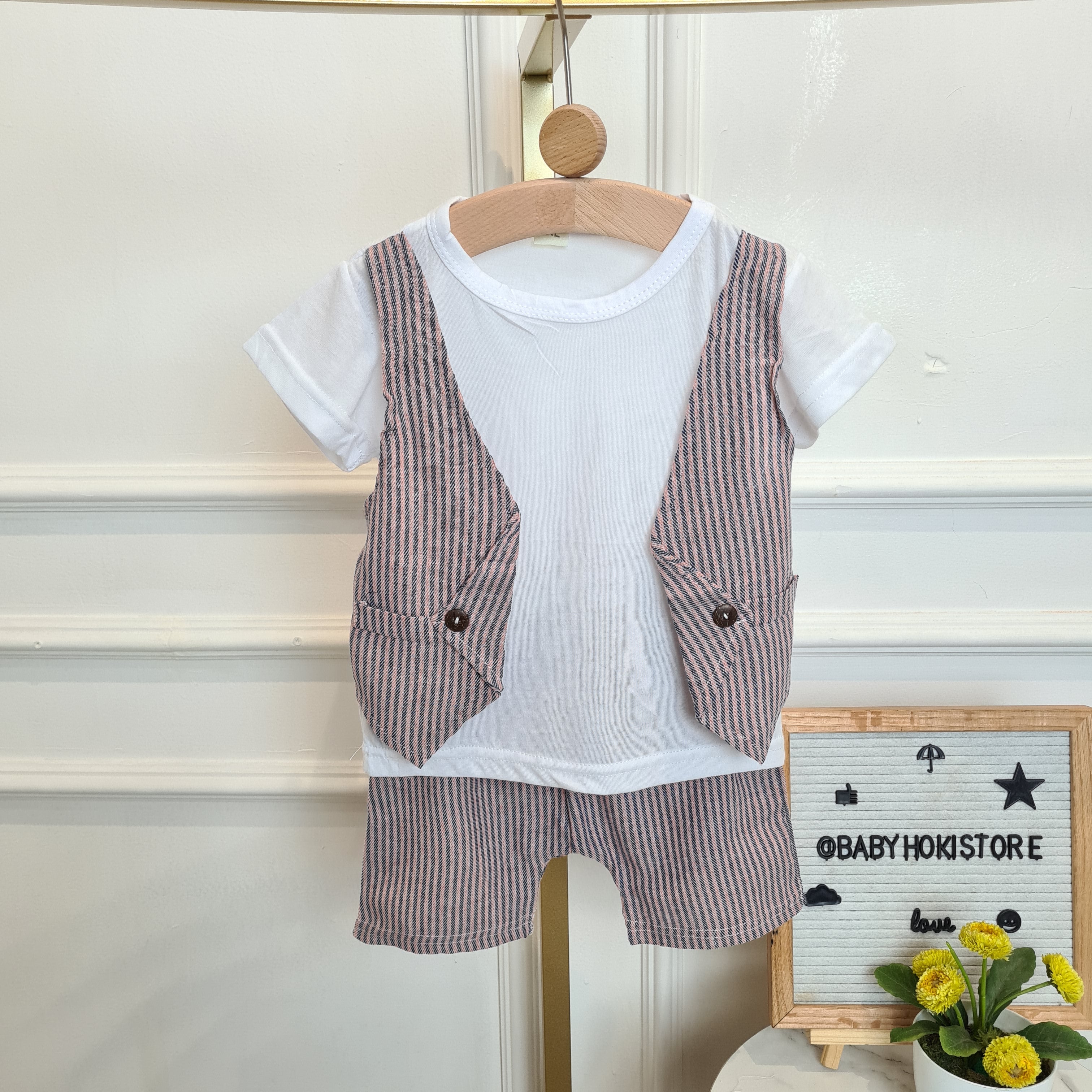 [001445] - Setelan Kaos Rompi Formal Anak Laki-Laki - Motif Button Open