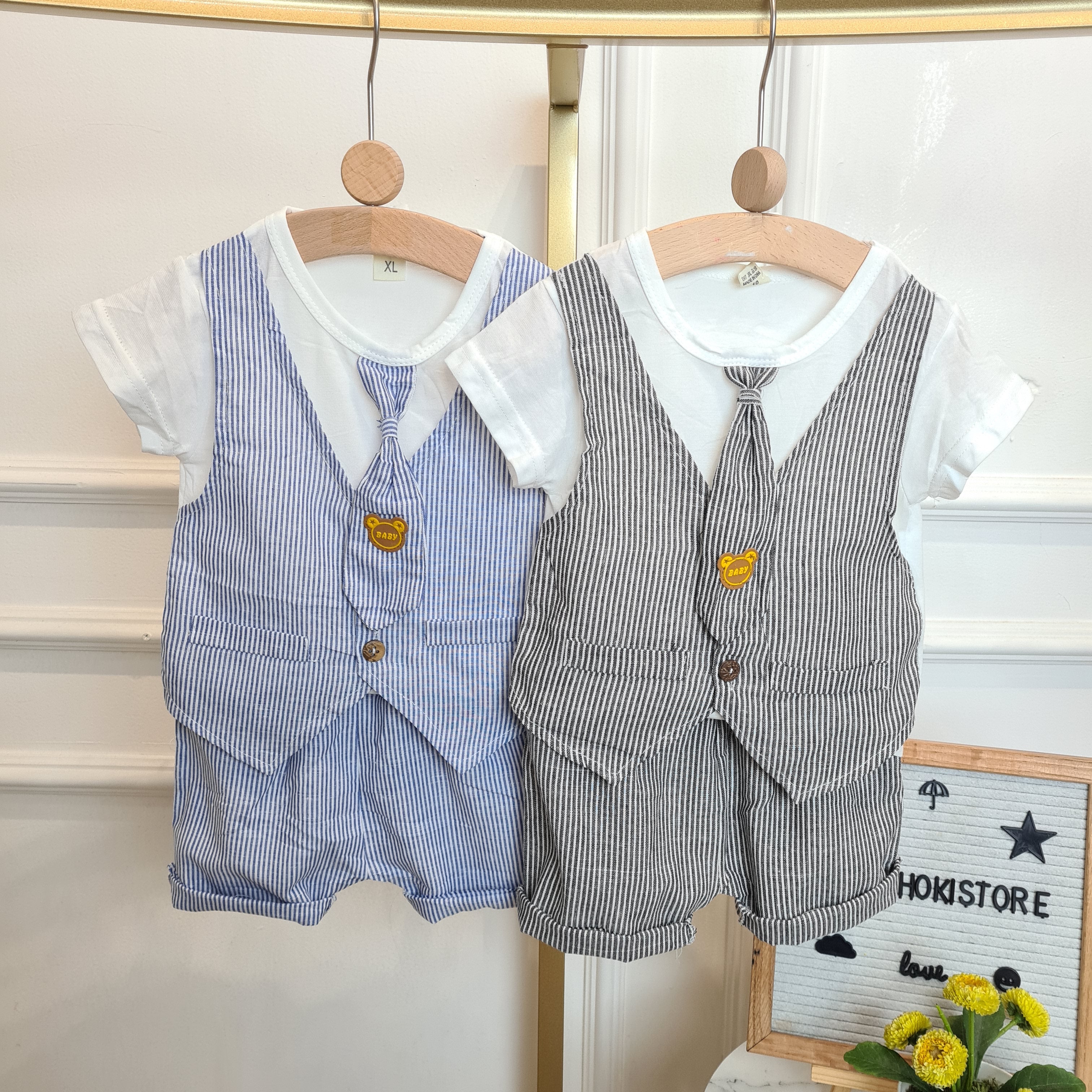 [001447] - Setelan Kaos Rompi Formal Anak Laki-Laki - Motif Picture Tie