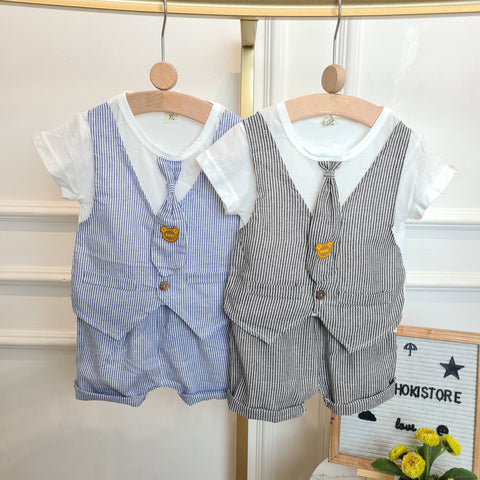 [001447] - Setelan Kaos Rompi Formal Anak Laki-Laki - Motif Picture Tie