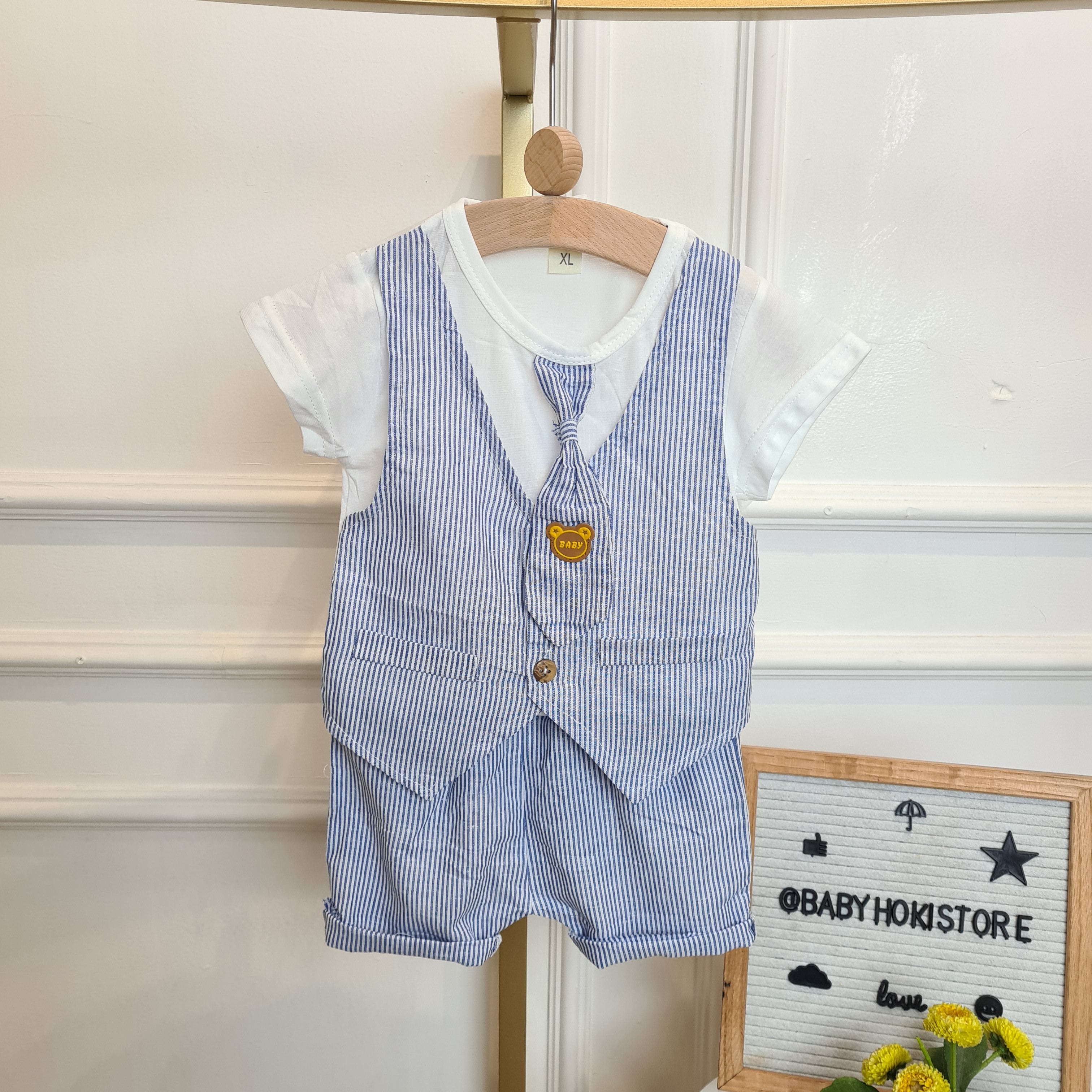 [001447] - Setelan Kaos Rompi Formal Anak Laki-Laki - Motif Picture Tie