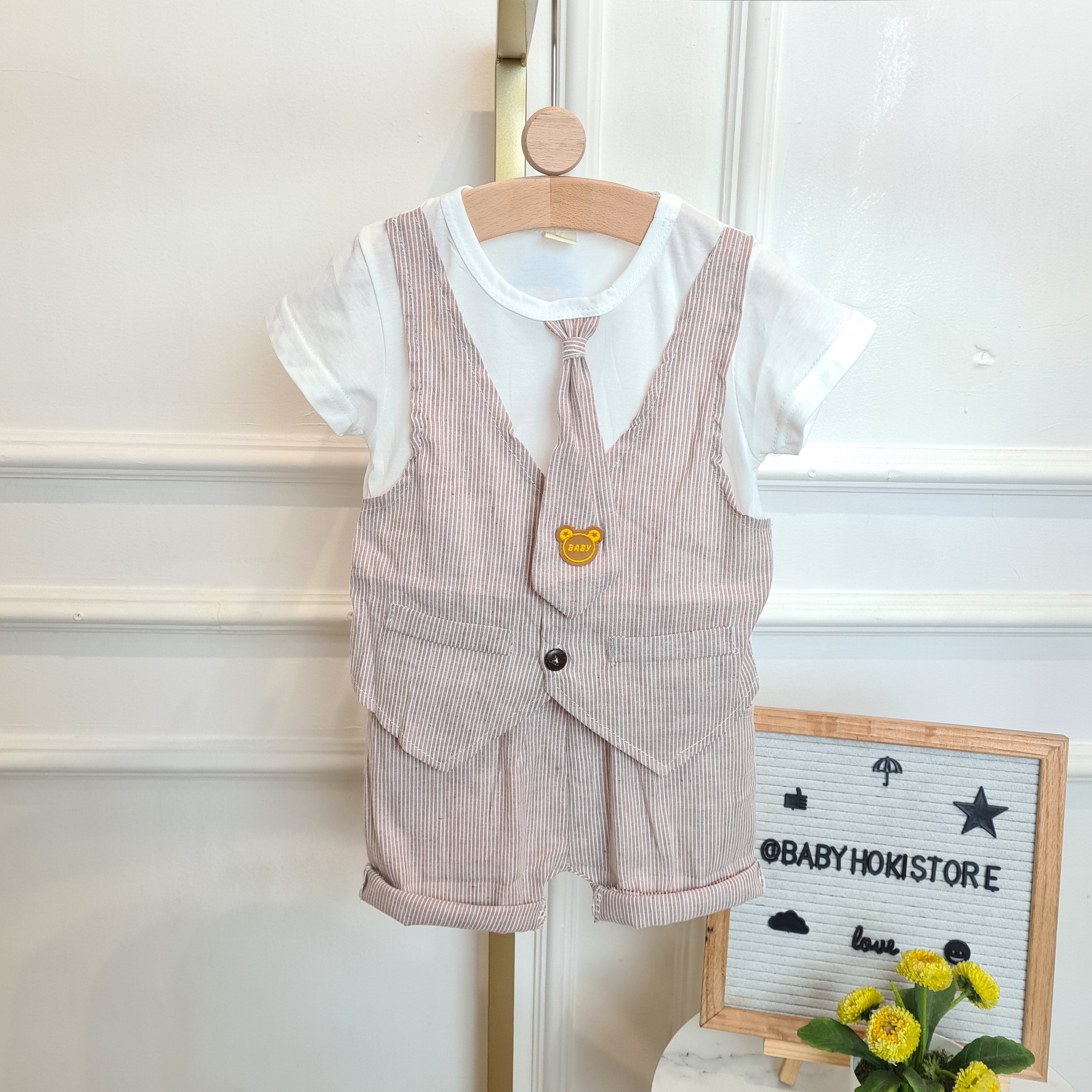 [001447] - Setelan Kaos Rompi Formal Anak Laki-Laki - Motif Picture Tie