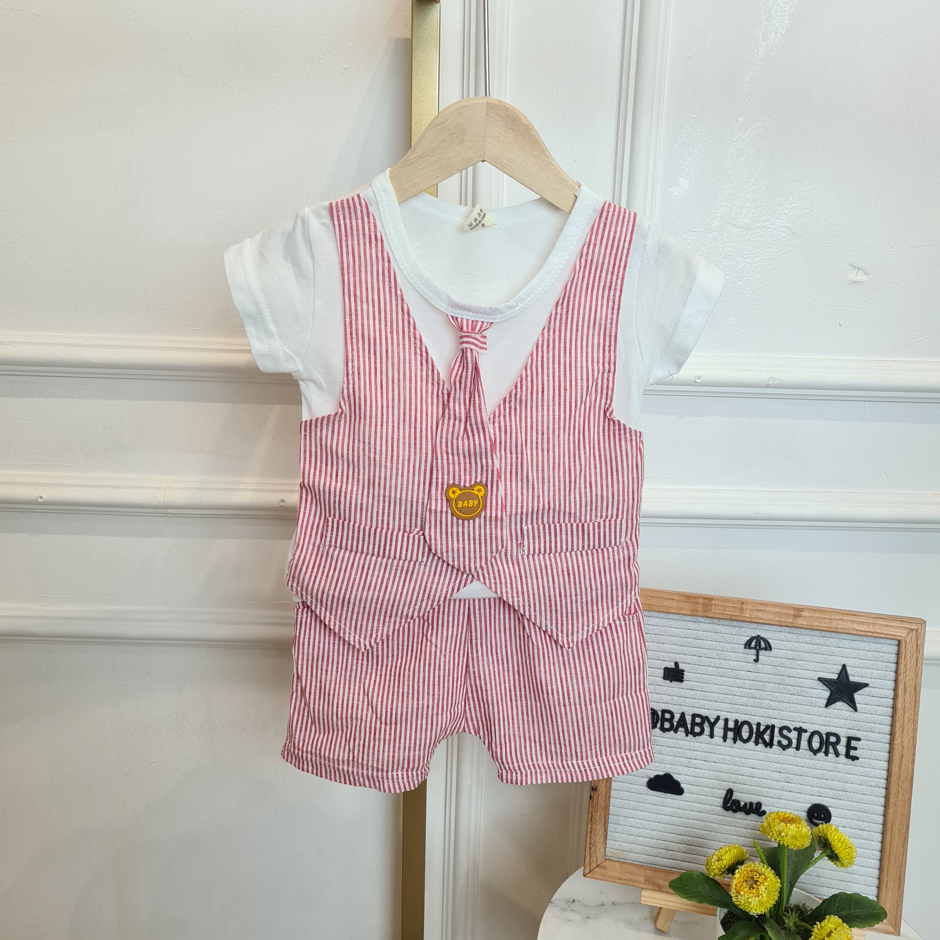 [001447] - Setelan Kaos Rompi Formal Anak Laki-Laki - Motif Picture Tie