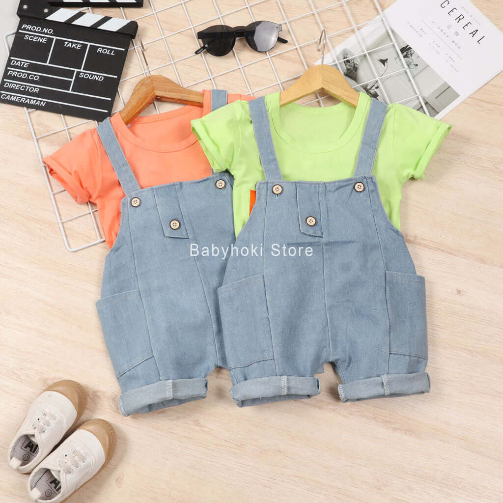 [001296] - Setelan Kaos Overall Anak - Motif Banana Time