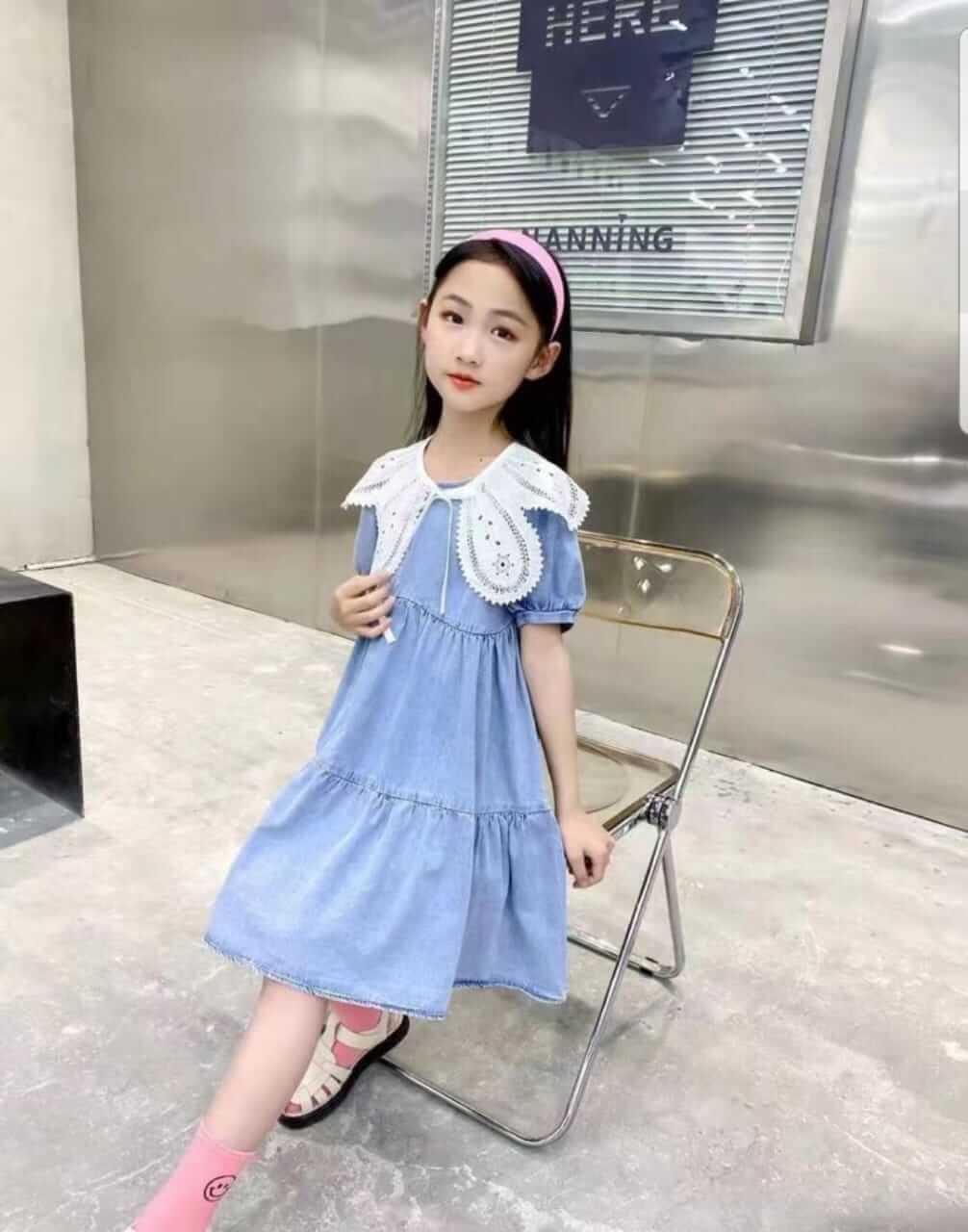 [001214] - Beautiful Dress Fashion Anak - Motif Lace Collar