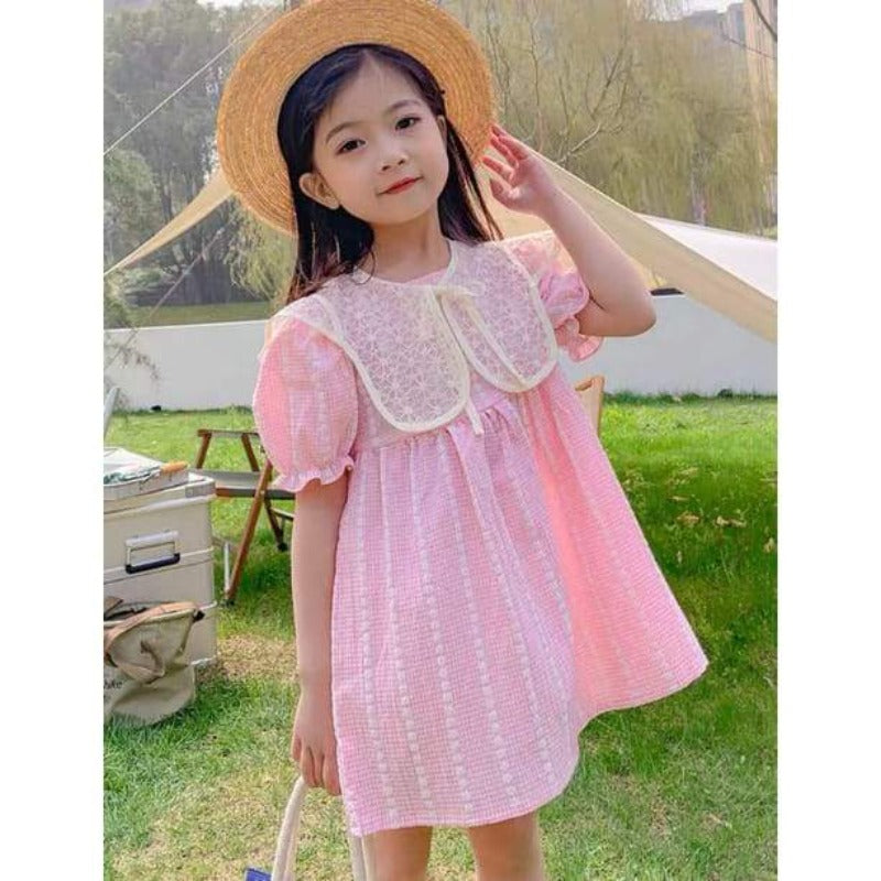 [002102] - Dress Fashion Anak Perempuan Korean - Motif Lace Flower