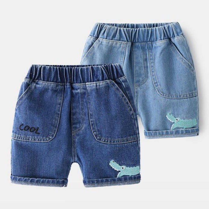 [513311] - Bawahan Pendek / Celana Jeans Anak Import - Motif Crocodile Cool Bordir