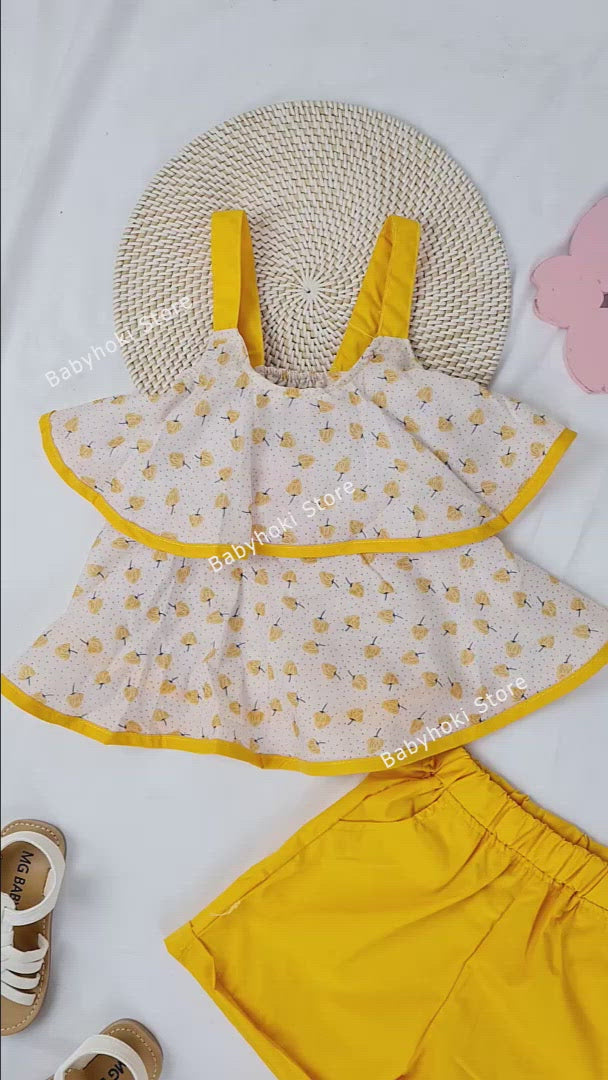 [363277-PINK] - Setelan Kutung Fashion Anak Import - Motif Flower Folds
