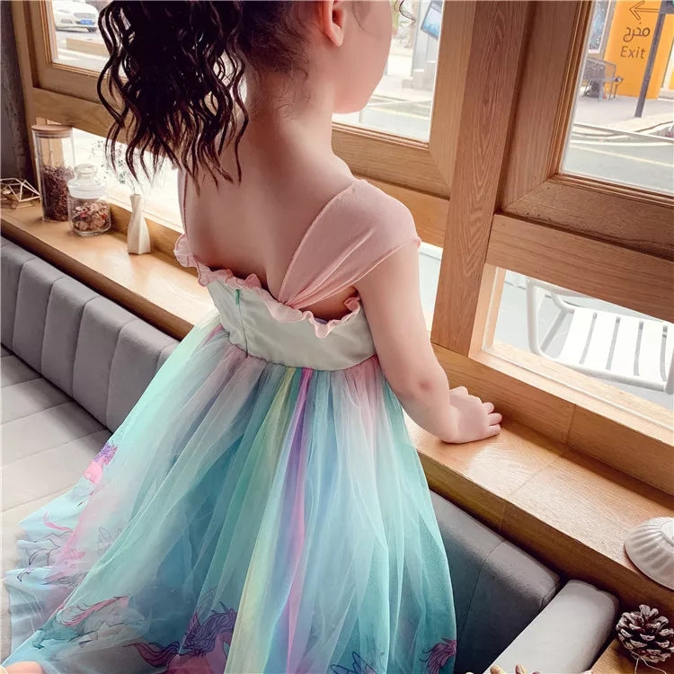 [363386] - Dress Fashion Anak Perempuan - Motif Rainbow Unicorn