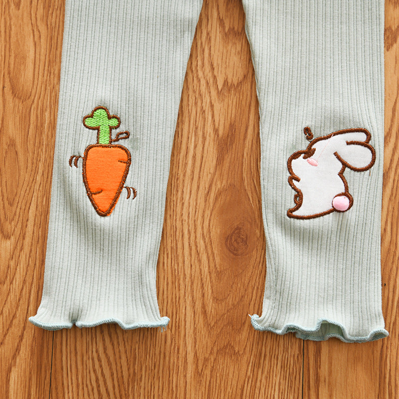 [102212-GRAY] - Bawahan Anak / Celana Legging Anak Trendi - Motif Rabbits &amp; Carrots