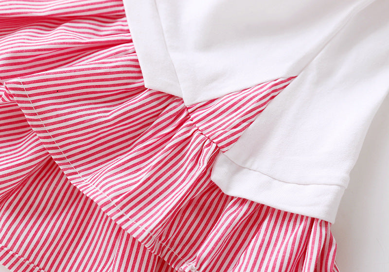 [363241-WHITE PINK] - Dress Fashion Trend Anak Perempuan - Motif Rabbit 3D Ribbon