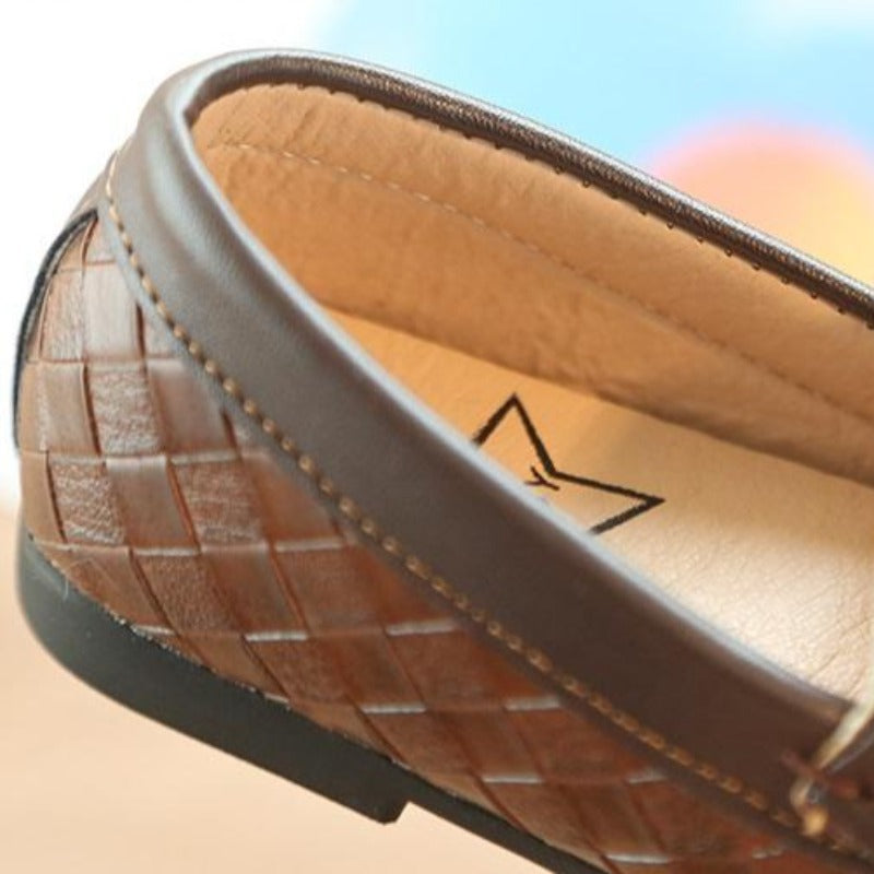 [381149] - Sepatu Slip On Formal Anak Import - Motif Woven Box