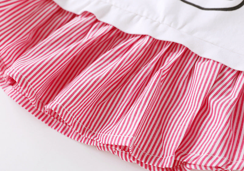 [363241-WHITE PINK] - Dress Fashion Trend Anak Perempuan - Motif Rabbit 3D Ribbon